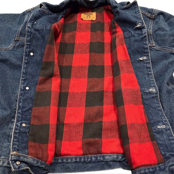 Vintage GAP Flannel Lined Denim Jacket 90s Mens Large Blue Jean Button-Up Winter - Picture 2 of 8